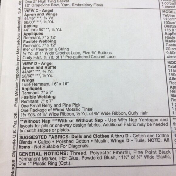 McCall's Crafts Pattern 7810 Angel Dolls with Clothes Seasonal Holiday Uncut - Picture 5 of 11